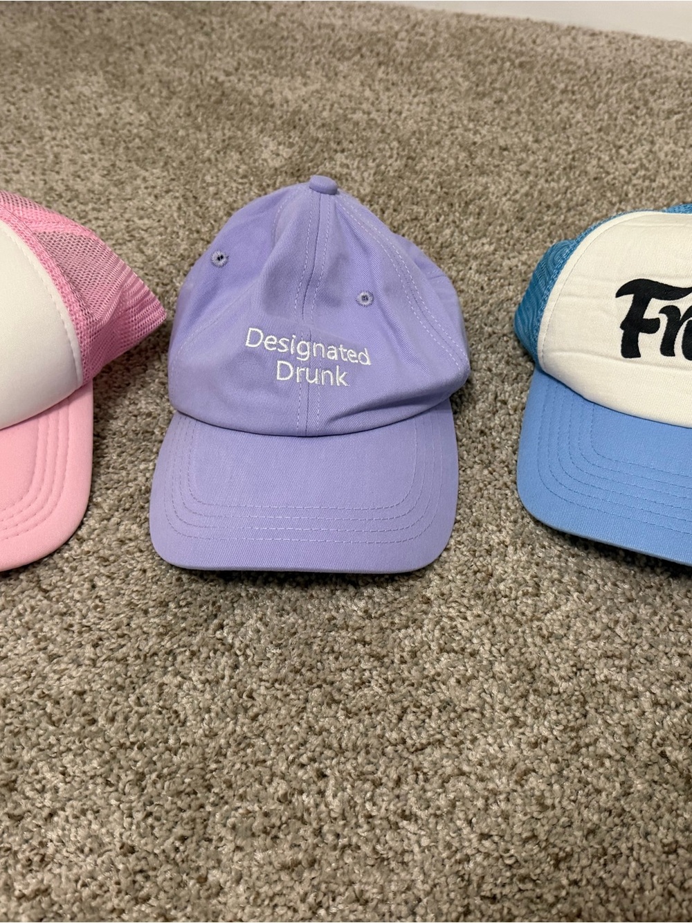 Lavender "Designated Drunk" Embroidered Baseball Cap - Women